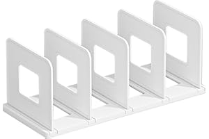 SAYEEC Trieur de fichiers de bureau vertical à 4 sections en plastique blanc - Séparateurs d'étagères réglables pour placard,