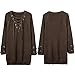 BOBIBI Women's Lace Up Front V Neck Long Sleeve Knit Pullover Sweater Mini Dress Top