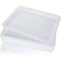 QTLCOHD 12Pcs White Plastic Art Trays, 10x13 Inch, Round, Perfect for Classroom, Home, DIY Projects, Painting, Beads & More