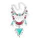 Miraculous Garden Womens Vintage Alloy Silver Long Boho Bohemian Necklace Ethnic Tribal Boho Necklace Geometry Red Turquoise Beads Statement Necklace Jewelry Sets for Women. (1)