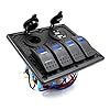 DCFlat-5-Pin-4-Gang-LED-Car-Marine-Boat-Rocker-Switch-Panel-Dual-USB-Waterproof-Power-Socket