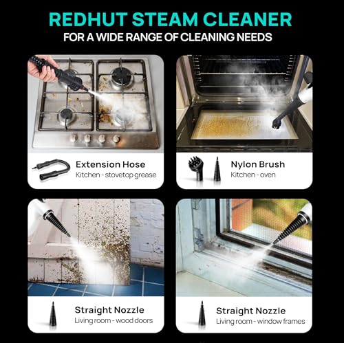 Steam Cleaner, Pressurized Multi-Surface Natural Handheld Steam Cleaner for home with 12pcs Accessories & Safety Lock – Steamer for Cleaning Home Use, Tile, Grout, Windows