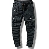 Mens Cargo Joggers–Slim Fit Flex Work Pants with Belt Loops Elastic Waist Zipper Pockets Drawstring Waist–Dynamics LLC