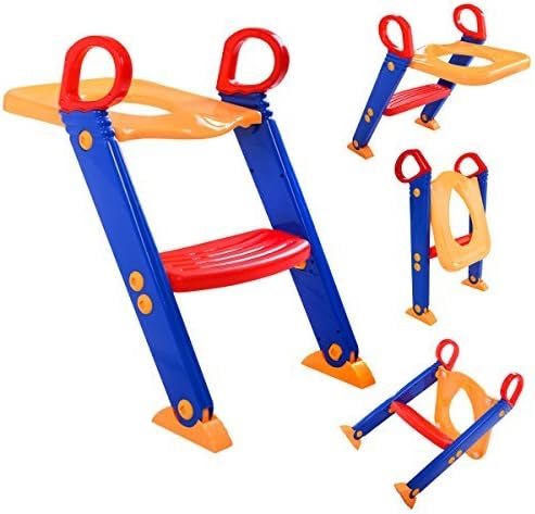Toilet Potty Trainer Seat Chair Kids Toddler With Ladder Step Up Training Stool