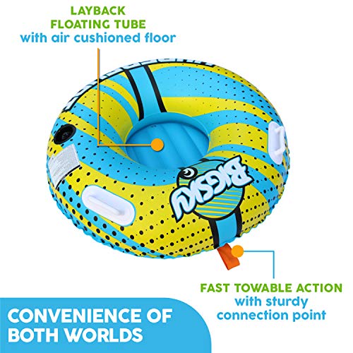 Big Sky Hypershot Towable Tube for 1 Person - Roomy, Durable Boating Tubes for Lake, Beach, River, Snow - Fun Watersports Towables - Quick Inflation and Deflation - One Person Boat Toys and Floats