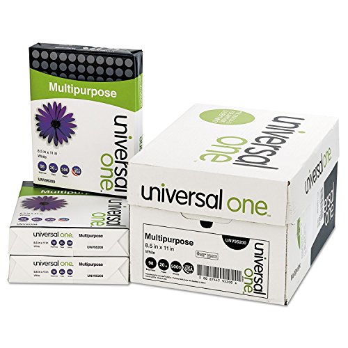 Universal 95200 Multipurpose Paper, 98 Brightness, 20lb, 8-1/2 x 11, Bright White, 5000 Shts/Ctn