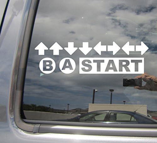 Konami Code - Game Cheat Retro Contra Gamer - Cars Trucks Moped Helmet Hard Hat Auto Automotive Craft Laptop Vinyl Decal Store Window Wall Sticker 06001