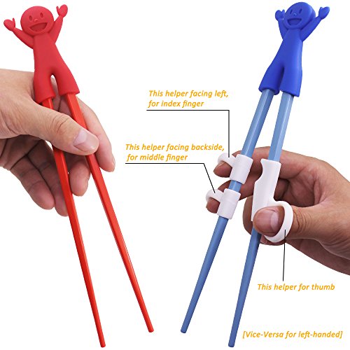 6 Pairs of Easy-to-Use Training Chopsticks with Helpers, SourceTon's Training Chopstick for Right or Left-Handed Kids Teens Adults Beginners.- Smile