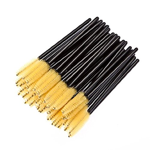 KOLIGHT Yellow Disposable Cosmetic Eyelash Mini Brushes Mascara Wands Applicator Makeup Tools ( 100pcs/lot)