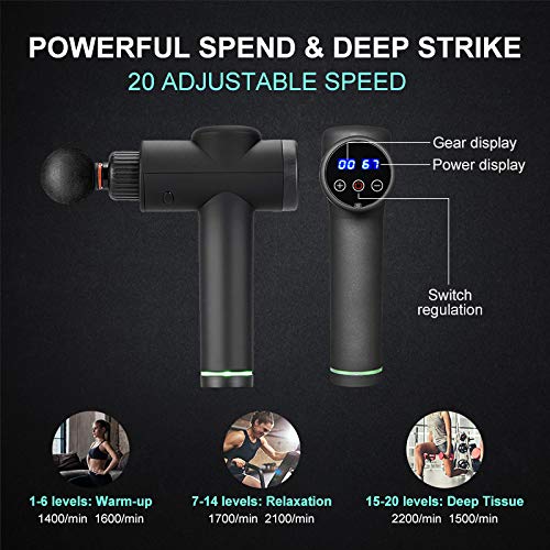 Massage Gun, Athlete Body Muscle Massager Handheld Electric Deep Tissue Percussion Massager Gun with 4 Massage Heads by Kensone