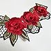 Red 3D Red Embroidered Fabric Rose Flower Venise Lace Sewing Applique Lace Collar Neckline Collar Applique Accessories