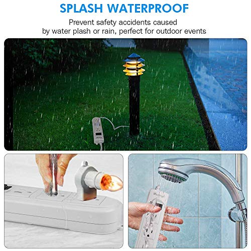 Outdoor Power Strip Waterproof Weatherproof White Surge Protector,3 AC