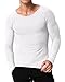 MODCHOK Men's T-Shirts Long Sleeve Tee Crewneck Sweatshirt Conton Lightweight Top White S