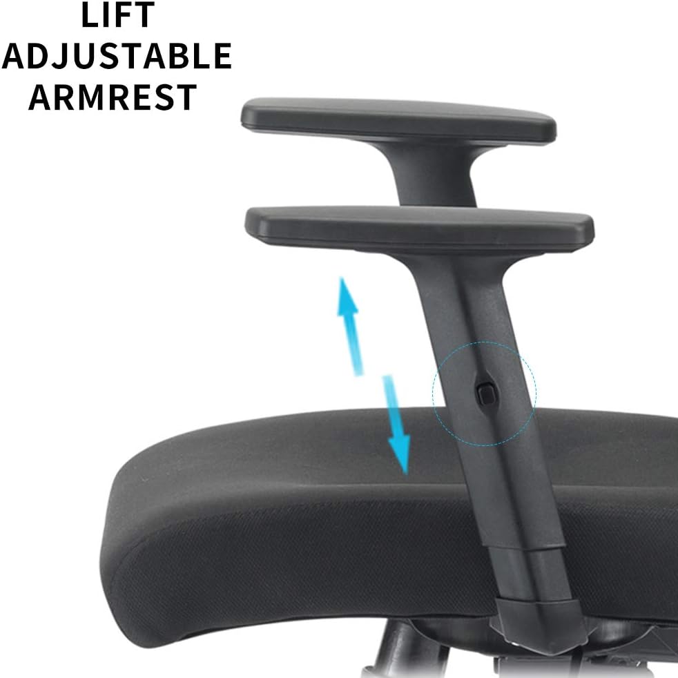 Cedric Office Chair, Breathable Mesh Computer Chair with Ergonomic Lumbar Support, Black Swivel Desk Chair with Adjustable Armrest, Headrest, Soft Cushion Seat: Furniture & Decor