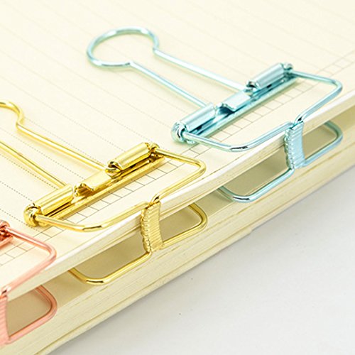 Eforlike Color Hollow Out Paper Binder Clip Invoice Bill Clip Office Supplies Pack of 10 (S, Bronze) - Thumbnail 6