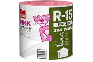 2 Pack Owens Corning R-15 Pink Kraft Faced Fiberglass Insulation Roll 15 in. x 24 ft. (Packed by Eagle Electronics)