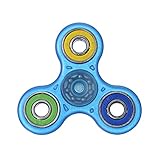 Rinhoo Glow in the Dark Hand Spinner Fidget Tri-Spinner Toys With Premium Hybrid Ceramic Bearing Perfect For ADD, ADHD, Anxiety, and Autism Adult Children (Blue)