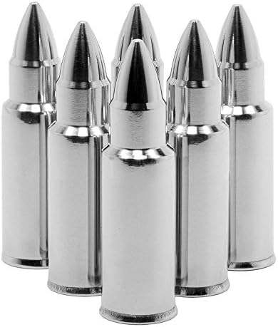 Decembervii set of 6 Whiskey Stones Rocks Bullet Shape Stainless Steel Reusable Wine Ice Cubes Tongs For Wine Beer Chiller