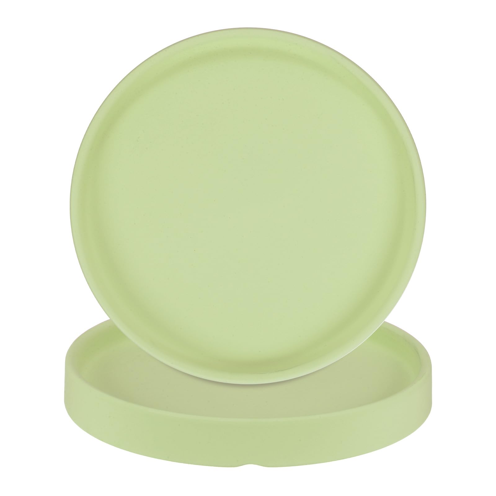 M METERXITY 2-Pack Ceramic Plant Saucer, 6.3 Inch 16cm Plant Water Catcher Tray, Plant Pot Saucers for Indoor/Outdoor Plants/Flower Drainage Drip Water Tray [Round Matcha Green]