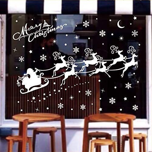AMS 202 Pieces Christmas Decoration Baubles Sleigh Snowflake PVC Window Clings Decals Wall Stickers Oenaments for Home, Office, New Year, Christmas Party Supplies