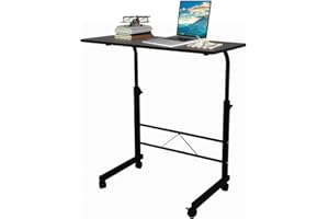 HENF Mobile Laptop Computer Desk Cart Height Adjustable Laptop Table Desk with Wheels Rolling Laptop Stands Sofa Side Table Portable Tray Table for Couch Bed Sofa Home Office (Black - S)