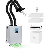 FumeClear FC-2003 Dual Ports Fume Extractor for Remote Control Low-Noise | 195CFM 3-Layer Filtration, 12 Filters For 20-50W Laser Engraver, Factory Line, 3D/DTF Printing &amp; Beauty Salons Odor Removal