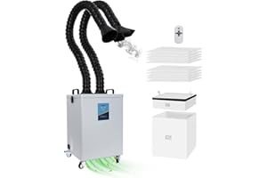 FumeClear FC-2003 Dual-port Fume Extractor For 20W 30W Laser Engraving, Low-Noise, Strong Suction 330m³/h, 3-Stage Filtration System With 12 Filters For Soldering, DTF Printer And Beauty Salon