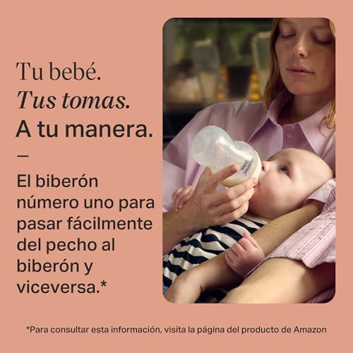 Biberones, biberón anticólicos Natural Start, 260 ml, pack de 2, con tetina de flujo lento tetina anatómica para un agarre natural, válvula anticólicos