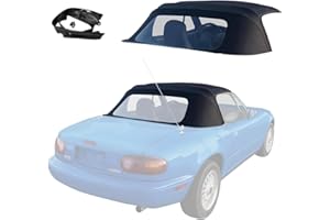 AUTOBERRY Mazda Miata Convertible Top Fits (1990–2005) Black - Cabrio Vinyl – One-Piece Design, Plastic Windows, Made from Premium Cabrio Vinyl, Includes Rain Rail, Ready to Install