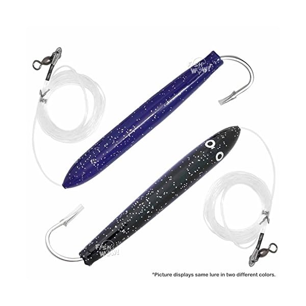 Fish-WOW-6-Fishing-Cedar-Plugs-Rigged-Tuna-Mahi-Trolling-Wood-Lure-Black-Purple