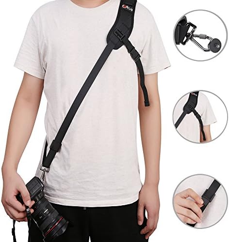 Camera Strap Anti-Slip Shoulder Neck Strap Sling Belt Quick Release Neoprene and Safety Tether Strap for Camera DSLR Digital SLR (Black)