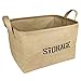 Lukher Jute Storage Basket Bin and Organizer with Handles for Bookshelf, Cabinet, Kids Room, Playroom
