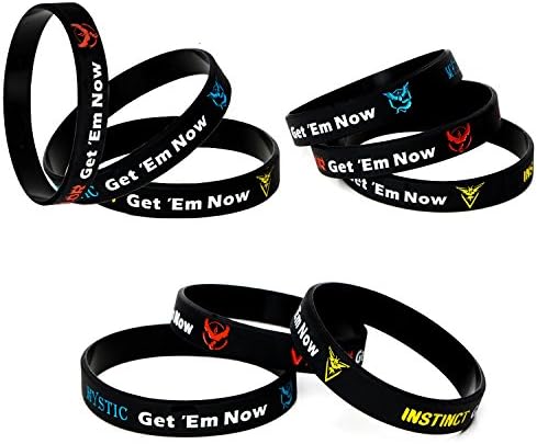 Pokemon Go Theme Silicone Wristband [Set of 9] - Mystic [Blue] (3), Valor [Red] (3), Instinct [Yellow] (3)
