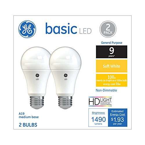 GE Lighting A19 Basic LED Light Bulb, General Purpose, Soft White, Non