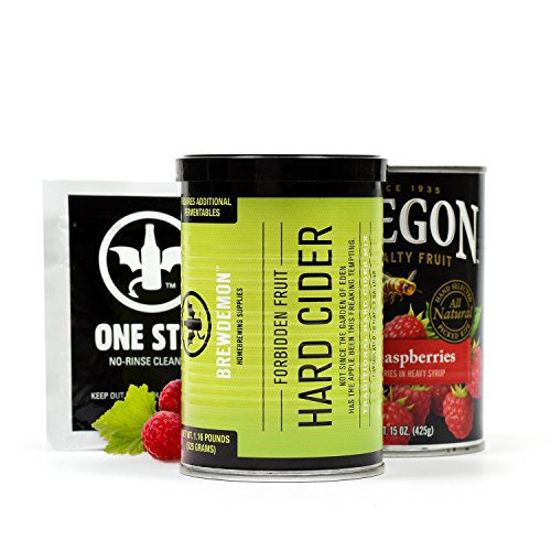 BrewDemon 2 Gal. Raspberry Hard Cider Recipe Kit - Makes a Wicked-Good 5.5% ABV Batch of Craft Brewed Hard Cider