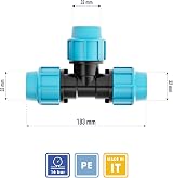 HYDROBIL 32mm PP T-Connector 3 Female Outlets Pipe Clamp Fitting PE 10 Bar view 5