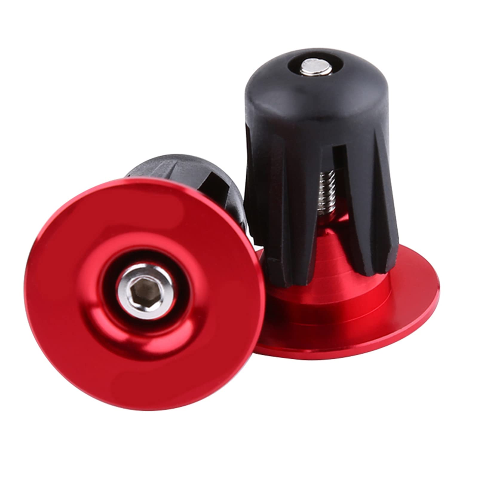 2pcs Cycle Handlebar Cap, Aluminum Bicycle Handlebar End Plugs Bike Bar End Plugs for Most Bicycles Road Bike (Red)
