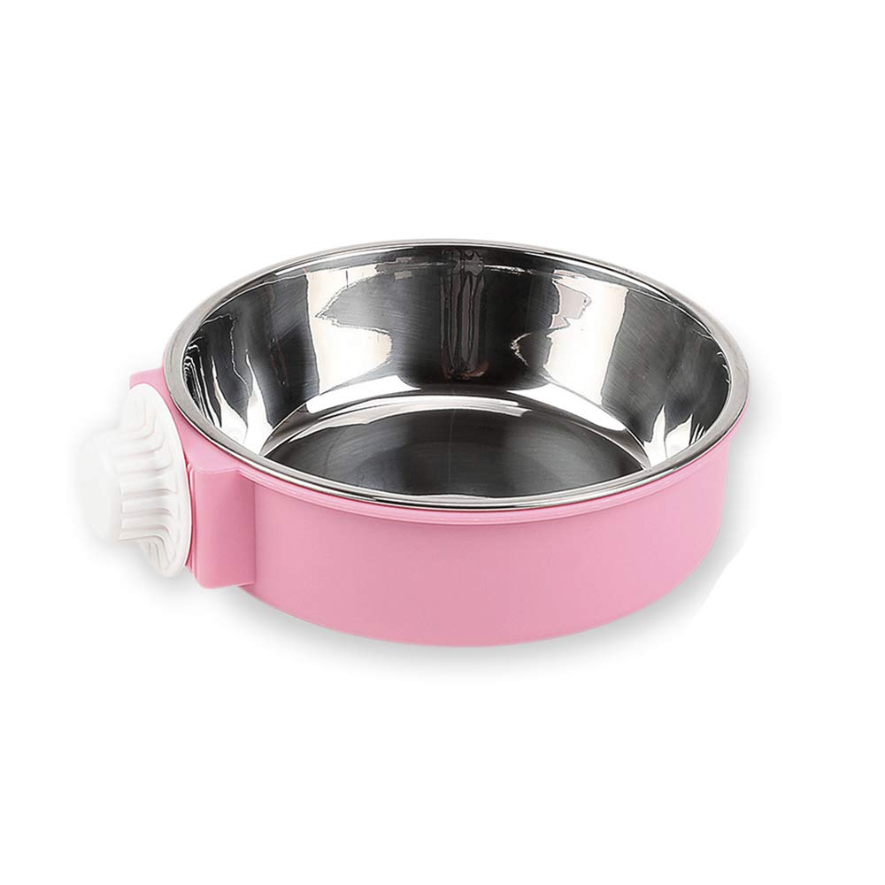 Dog Hanging Bowl 2-in-1 Removable Stainless Steel Food Hanging Bowl for Puppy/Cat, Andiker Pet Bowl Hanging Cage Large Water Food Feeder for Dogs Cats (large, pink)