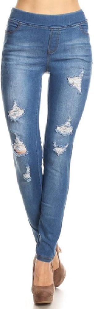 distressed pull on jeggings plus size