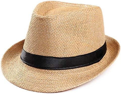 Men's Classic Manhattan Structured Gangster Trilby Straw Hat Short Brim Panama Hat