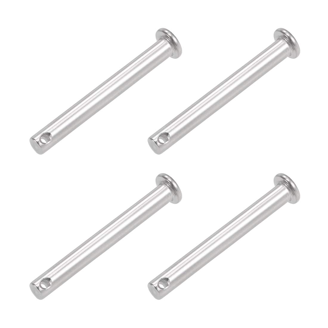 sourcing map Single Hole Clevis Pins - 6mm X 50mm Flat Head 304 Stainless Steel Link Hinge Pin 4Pcs
