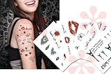 6-packs Romantic Elegant Daylite Temporary Tattoos, Paris, Lip Prints, Diamond Tattoos, Valentine Tattoos