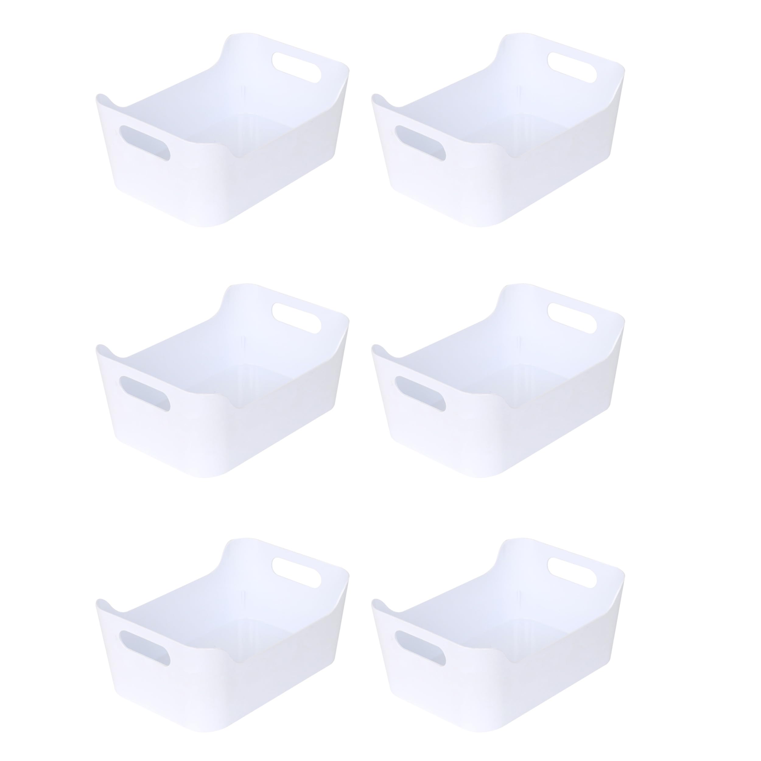 Photo 1 of YBM HOME Plastic Storage Bins with Handles for Kitchen and Pantry Organization -Multipurpose Open Storage Bins for Under Sink Storage, Bathroom,Vanity, Laundry Room,and Crafts Room,White,Large,6-Pack