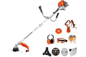 PROYAMA 42.7cc Gas Weed Wacker, 3 in 1 Heavy Duty Weed Eater Gas Powered, Brush Cutter and 2-Cycle String Trimmer Machine with Metal Blades for Lawn Care, 5 Year Warranty Gearbox