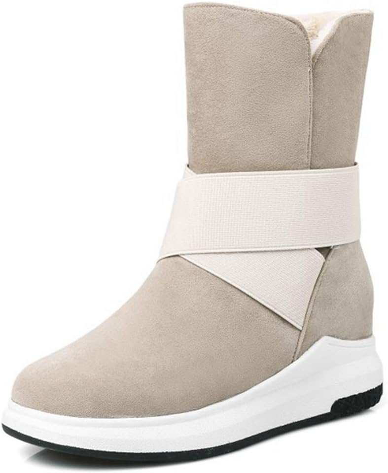 GIY Women's Winter Snow Boots Faux Sedue Warm Fur Lined Ladies Mid Calf Cold Weather Boots