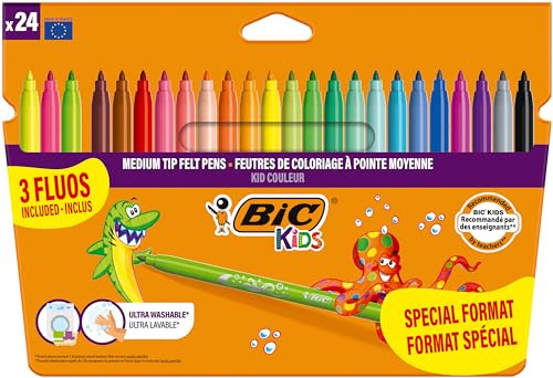 Kids - Kid Couleur Rotuladores Punta Media, 24 Count (Pack of 1), Pack especial, Colores Surtidos