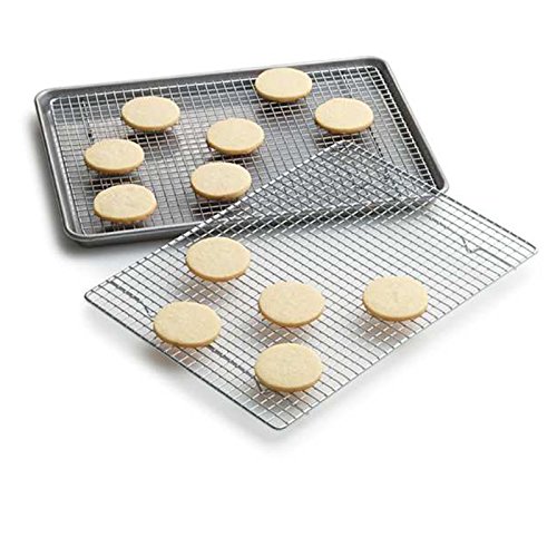 Huji Cross-Wire Grid Cooling Rack, Wire Pan Grate,Baking Rack, Icing Rack, Chrome Plated Steel, (17" x 11.75") - Thumbnail 4