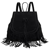 Donalworld Women Tassel Casual Mini Backpack Travel Hobo Drawstring Belt PU Leather Shoulder Handbags