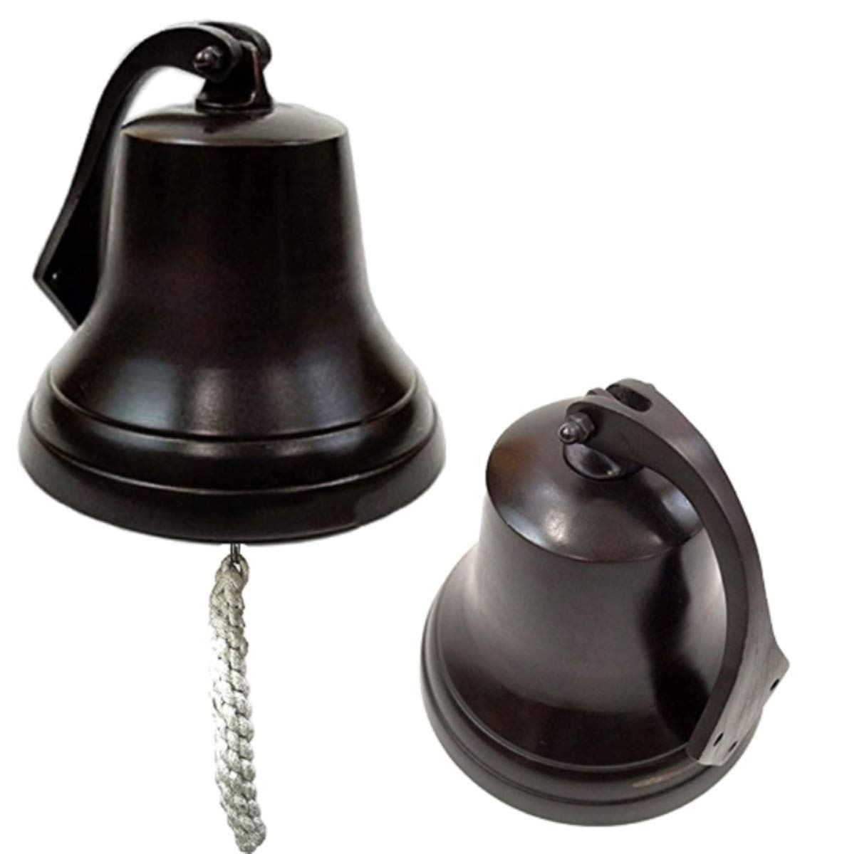 Nautical Ship Bell 6 Inch Black Antique – Classic Hanging Marine Bell Antique Dinner Bell Indoor/Outdoor Nautical Decoration Bells with Rope 6" Rustic Vintage Home Decor Gifts