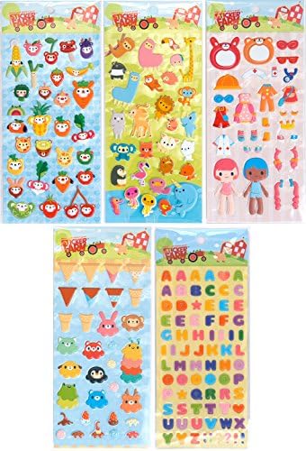 Sticker Farm Children's 5-Pack Farm Fresh Series Reusable Puffy Sticker Bundle For use with Activity Books
